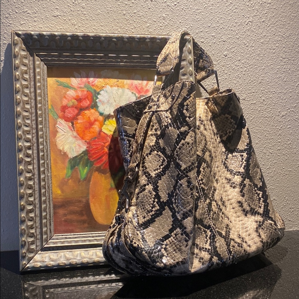 Rebecca Minkoff Beige and Black Snake-Print Hobo - Picture 11 of 13
